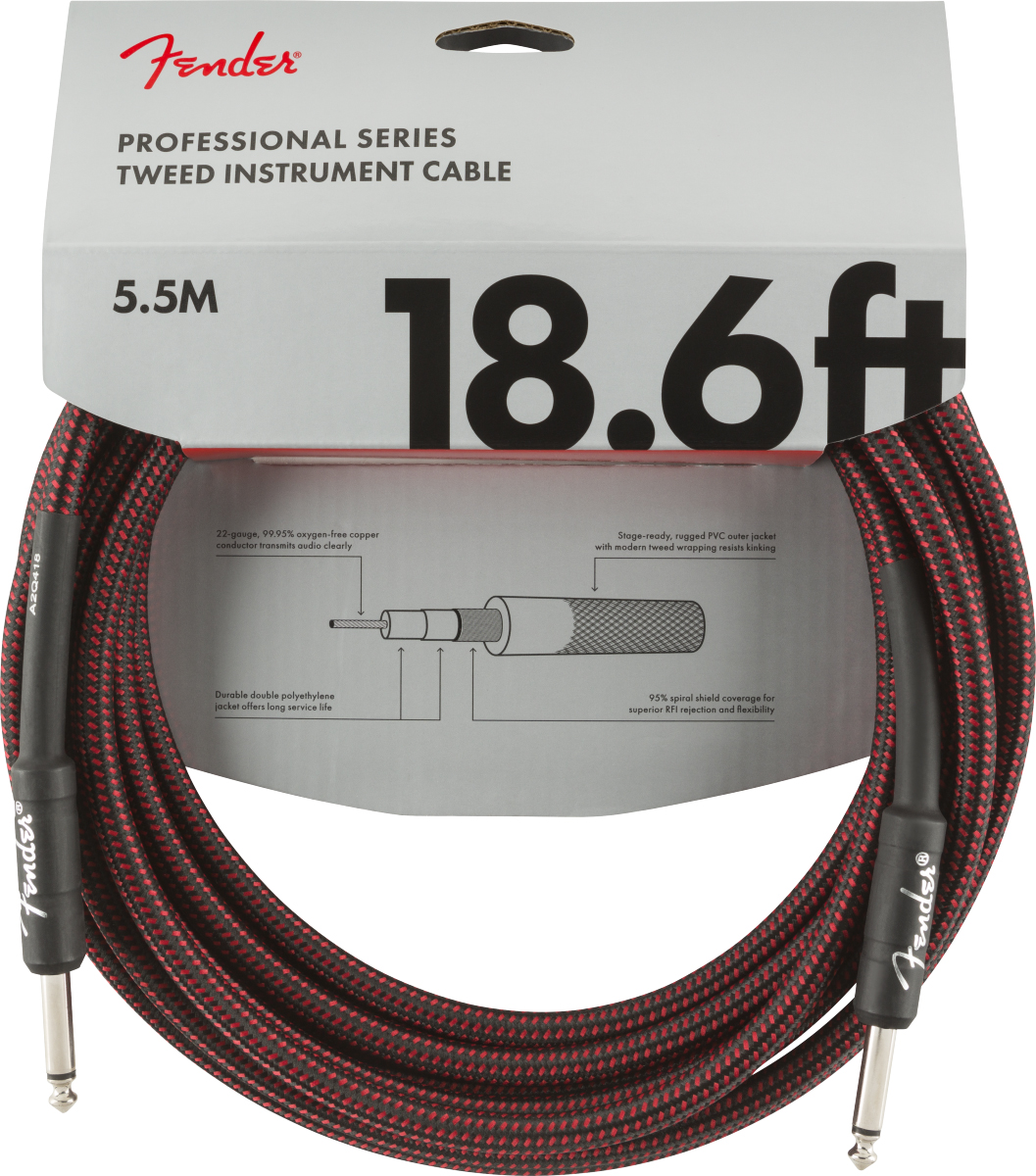 Fender Professional 5m Kırmızı Tweed Enstrüman Kablosu 1