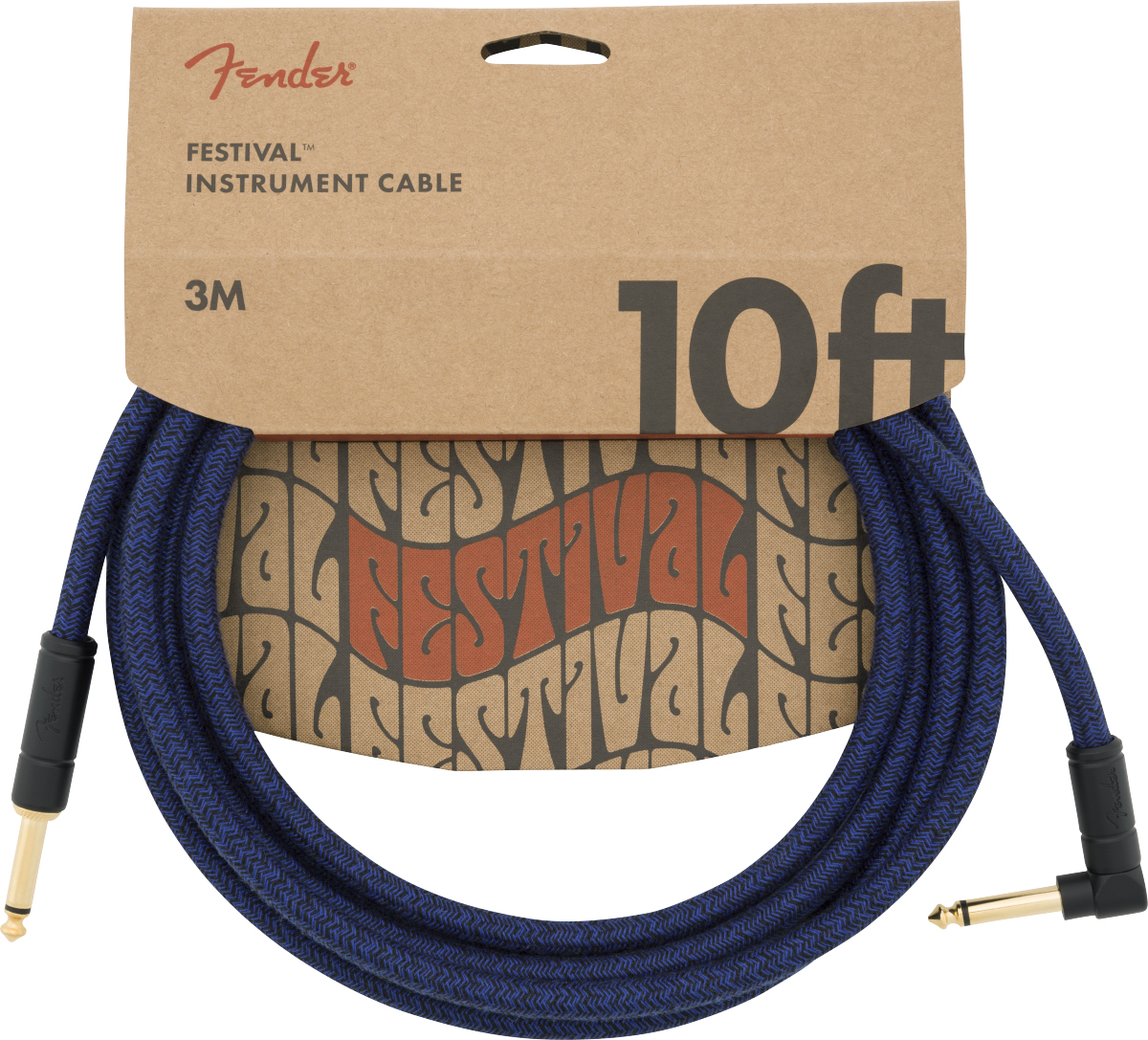 Fender Festival Düz/L Uçlu 3m Pure Hemp Mavi Dream Enstrüman Kablosu 1