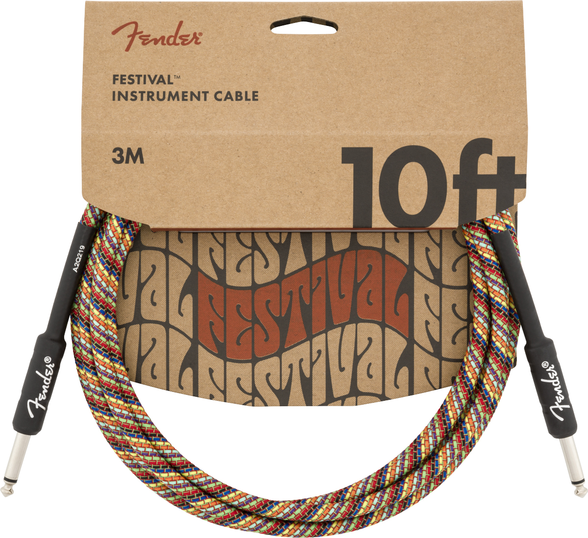 Fender Festival Düz/Düz Uçlu 3m Pure Hemp Rainbow Enstrüman Kablosu 1