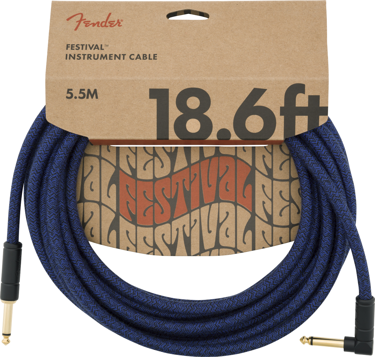 Fender Festival Düz/L Uçlu 5m Pure Hemp Mavi Dream Enstrüman Kablosu 1