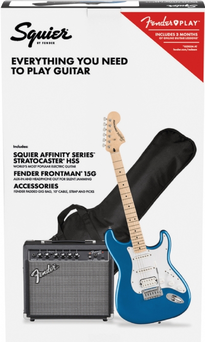 Squier Affinity Stratocaster HSS Akçaağaç Klavye Lake Placid Blue 15G Elektro Gitar Seti 3