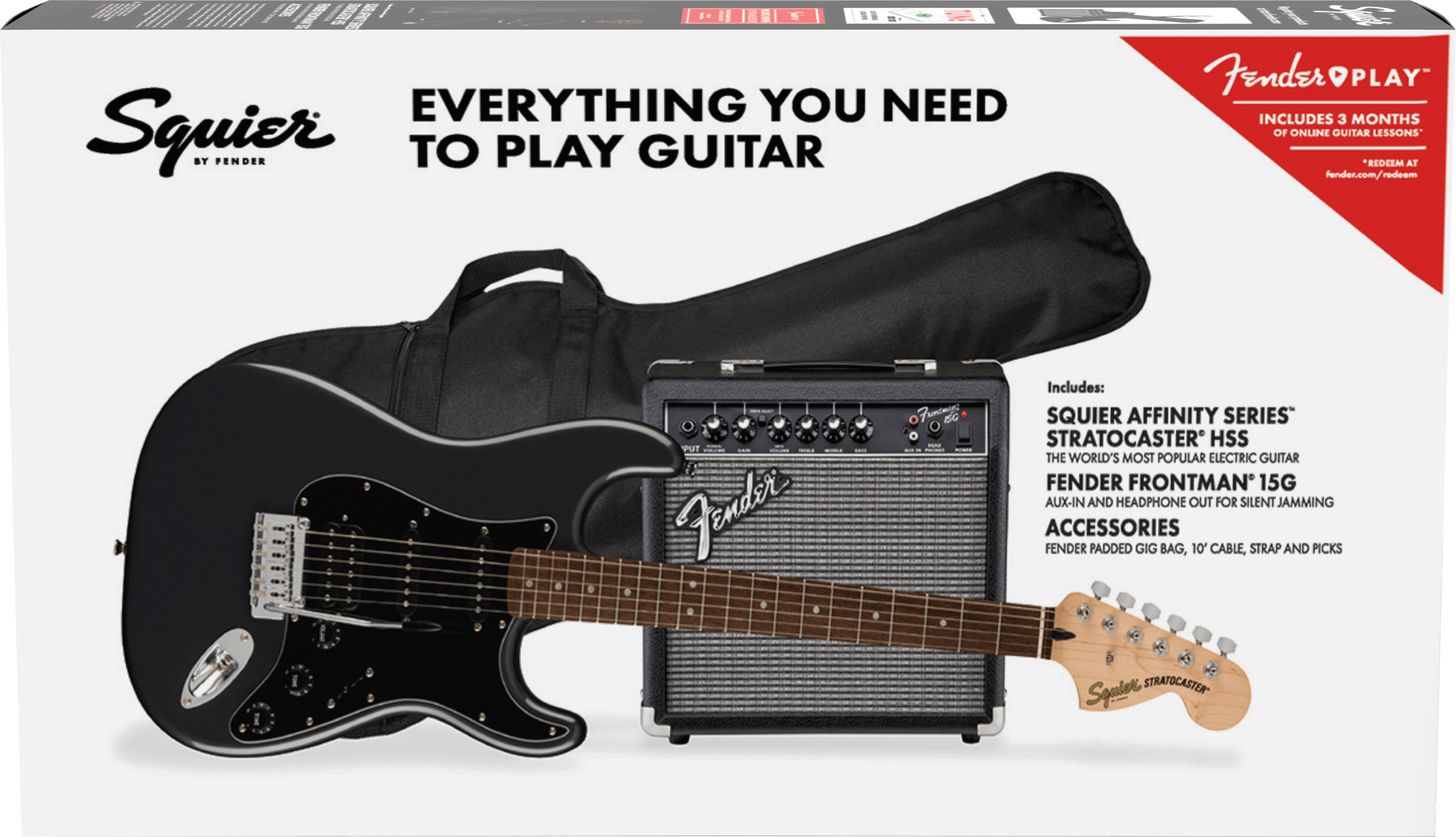 Squier Affinity Stratocaster HSS Laurel Klavye Charcoal Frost Metallic 15G Elektro Gitar Seti 1