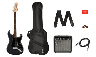 Squier Affinity Stratocaster HSS Laurel Klavye Charcoal Frost Metallic 15G Elektro Gitar Seti 2