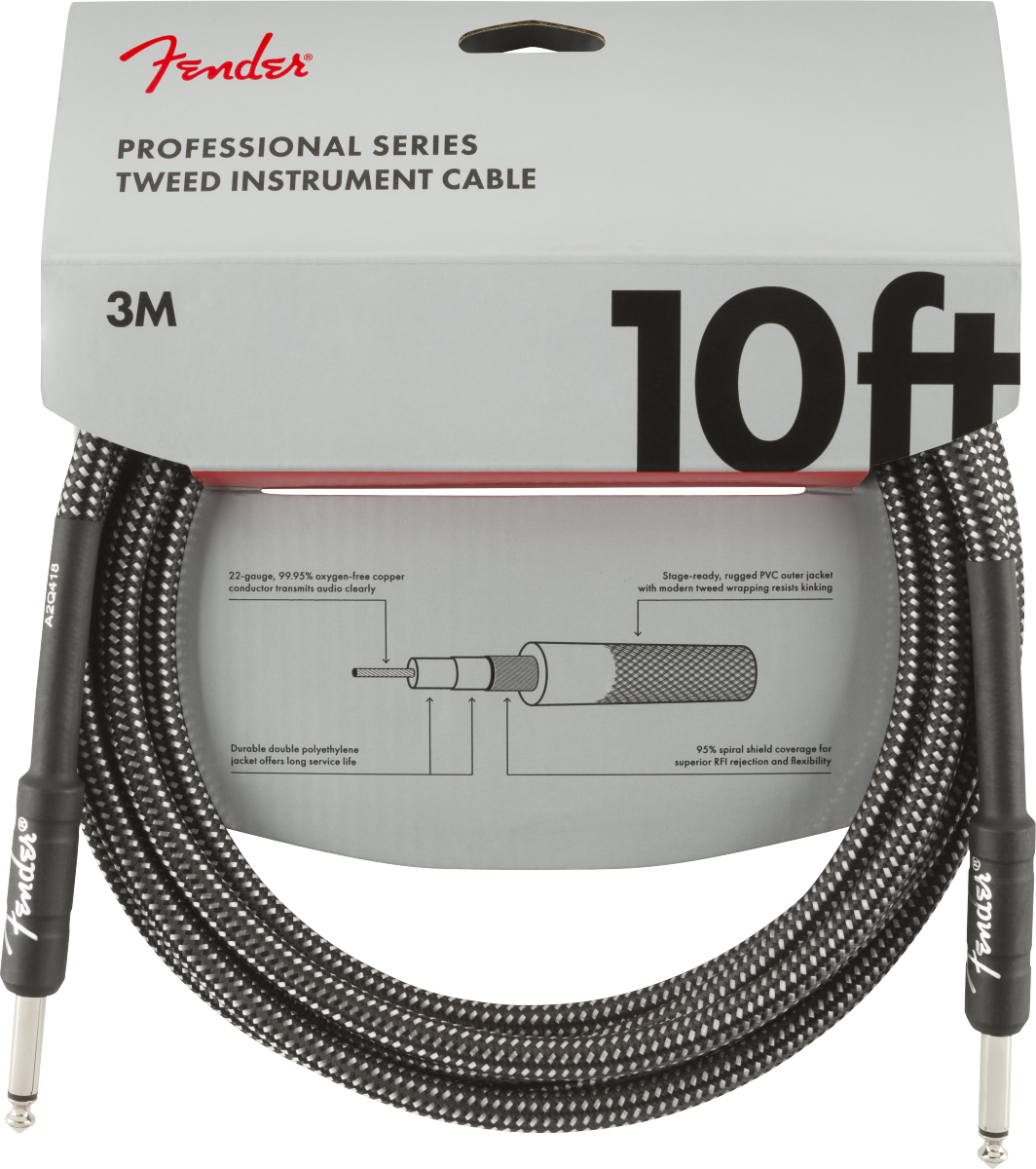Fender Professional 3m Gri Tweed Enstrüman Kablosu 4