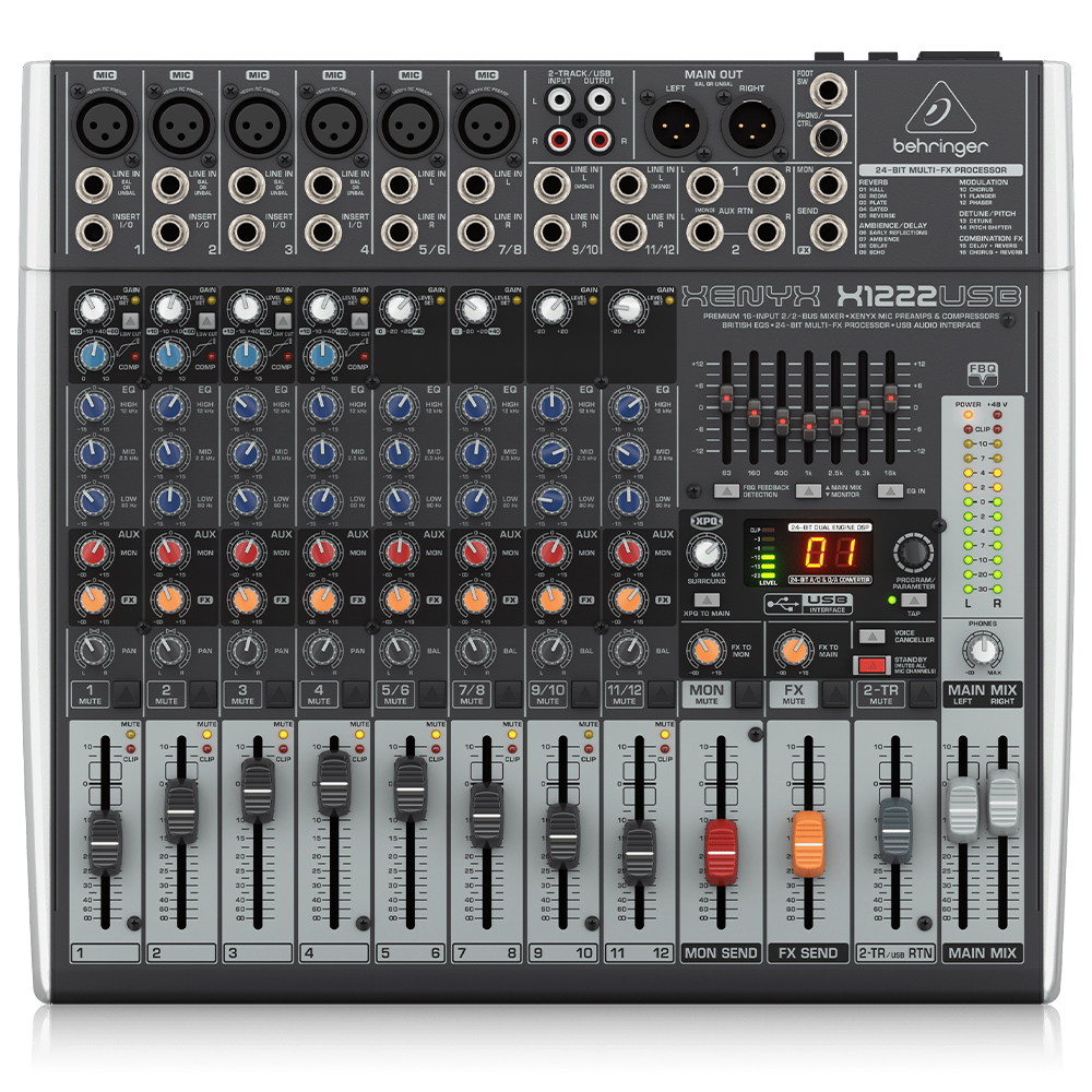 BEHRINGER X1222USB 12-Kanal 2/2-Bus Analog Mixer 1
