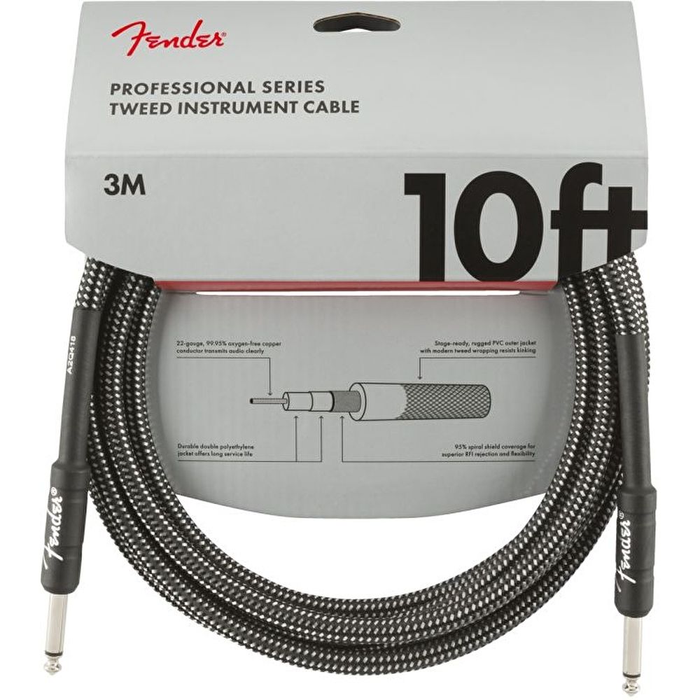 Fender Professional 3m Gri Tweed Enstrüman Kablosu 2