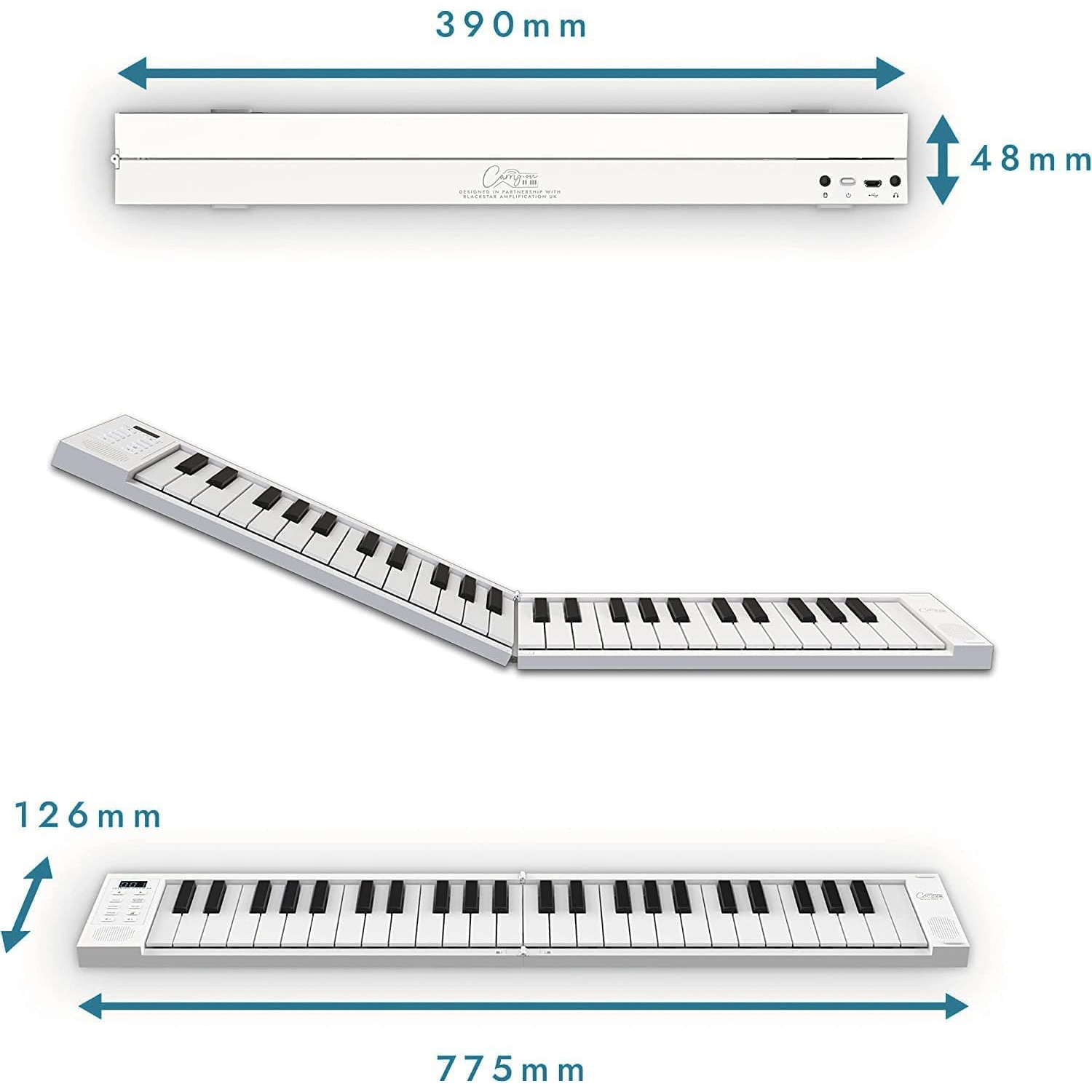 Blackstar Carry-on Folding Piano 49 Touch Tuşlu Taşınabilir & Katlanabilir Klavye (Beyaz) 5