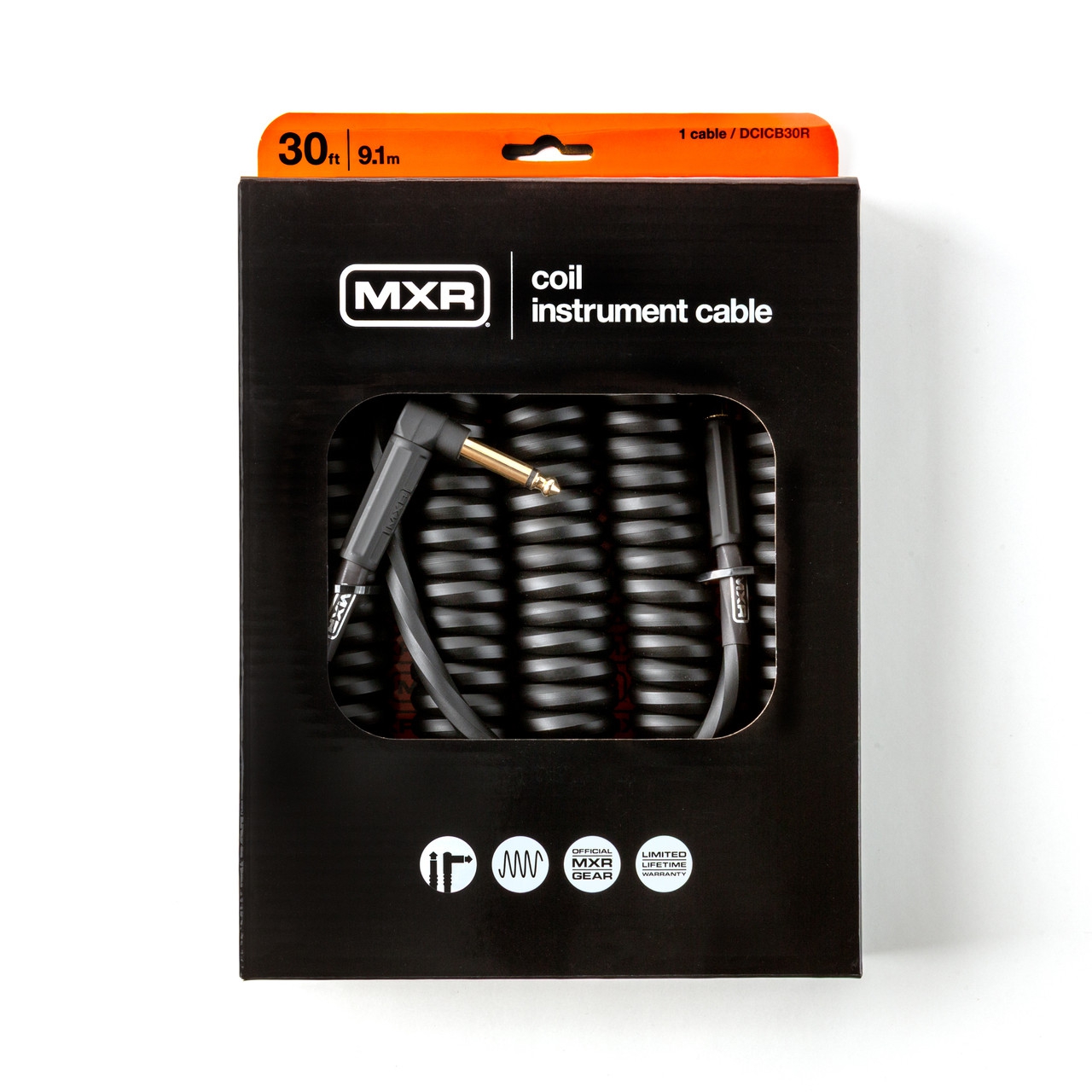 MXR DCICB30R Blk Ra Right/straight Coil Kablo (9 Metre) 1