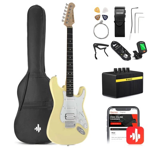 Donner DST-100 Elektro Gitar Seti (Sarı) 1