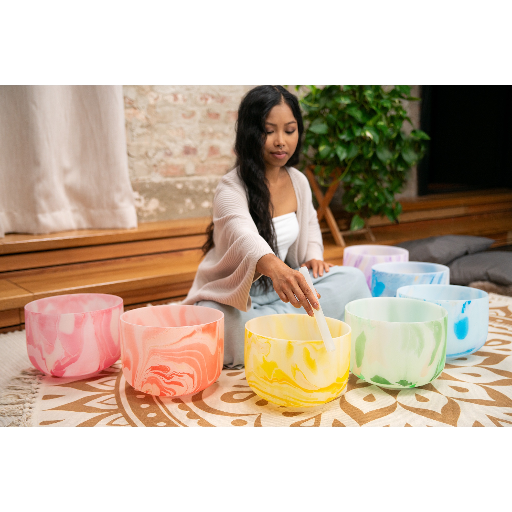 Meinl Sonic Energy 7-Parça Marble Crystal Singing Bowl Chakra Set (B4, A4, G4, F4, E4, D4, C4, 432 Hz) 4
