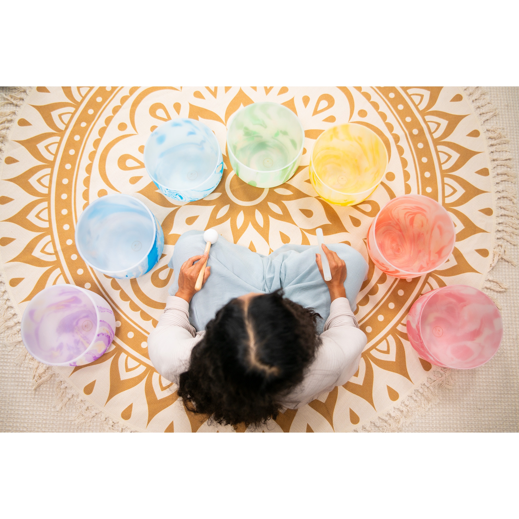 Meinl Sonic Energy 7-Parça Marble Crystal Singing Bowl Chakra Set (B4, A4, G4, F4, E4, D4, C4, 432 Hz) 5