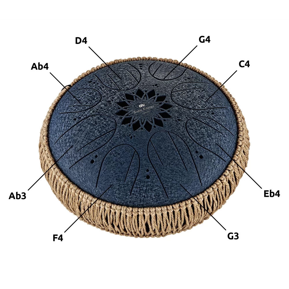 Meinl Sonic Energy 10" Medium Octave Steel Tongue Drum (C Minor, 8 Notes, 432 Hz, Navy Blue) 4