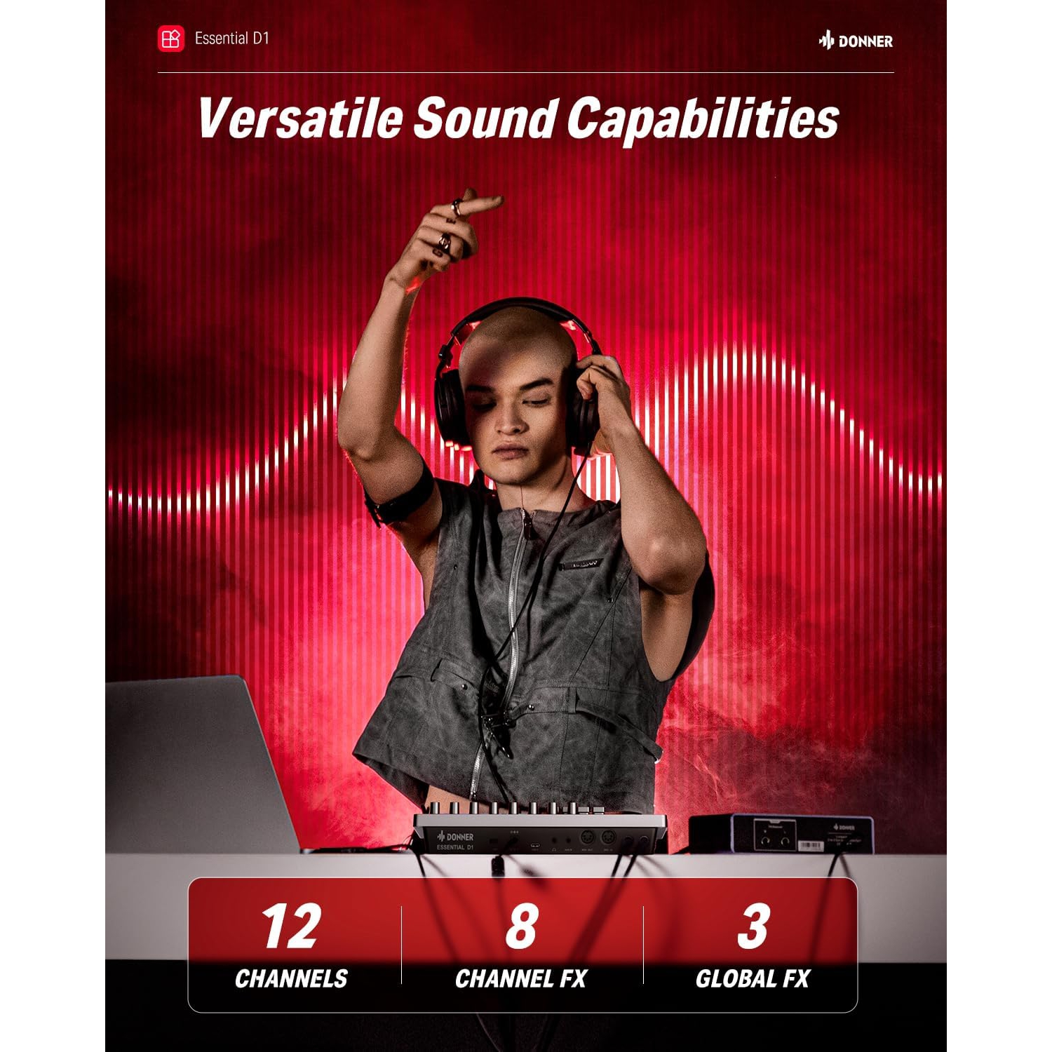 Donner Essential D1 Performance Beat Machine, Step Sequencer& Finger Drum Machine 4