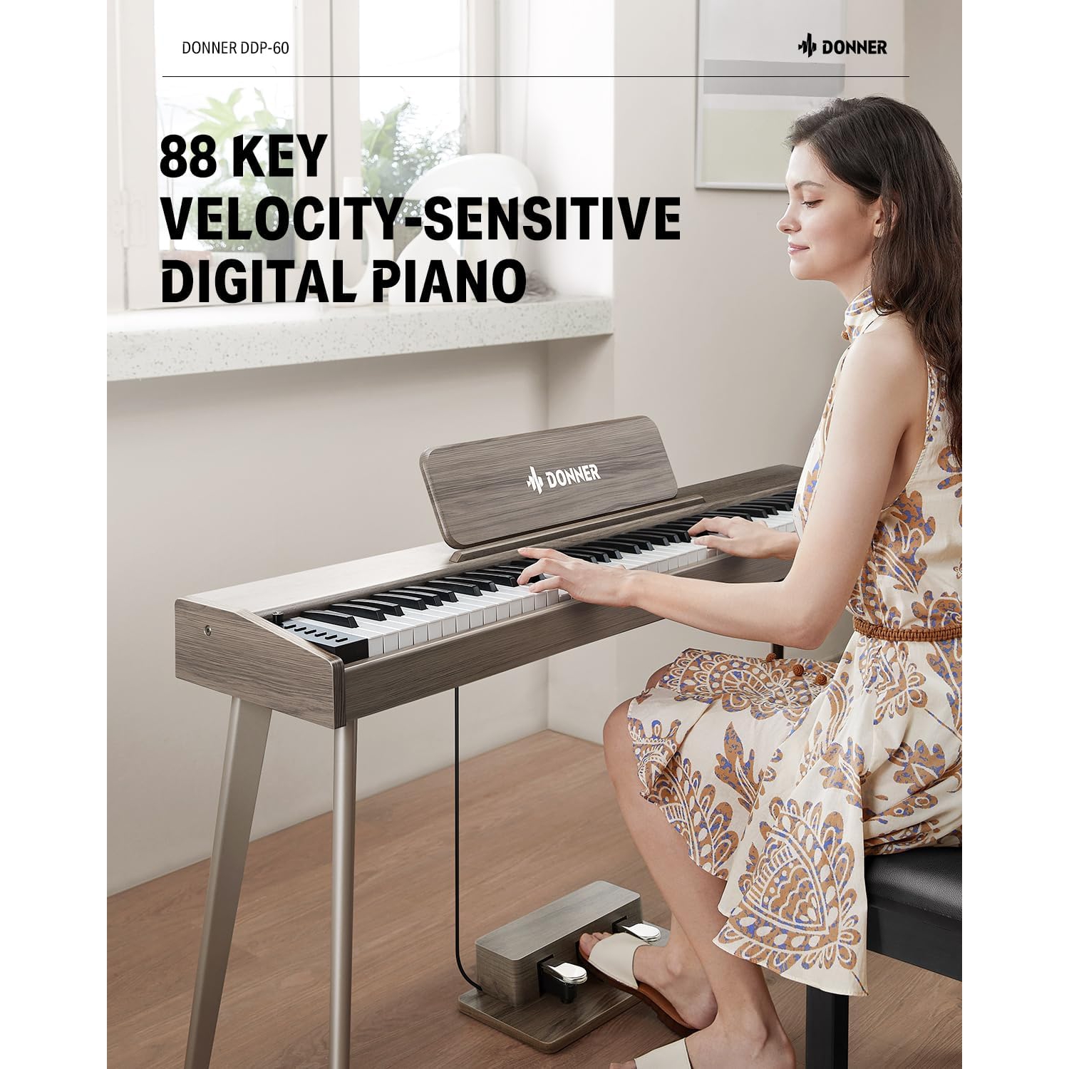 Donner DDP-60  Dijital Piyano (Gray Wood Grain) 2