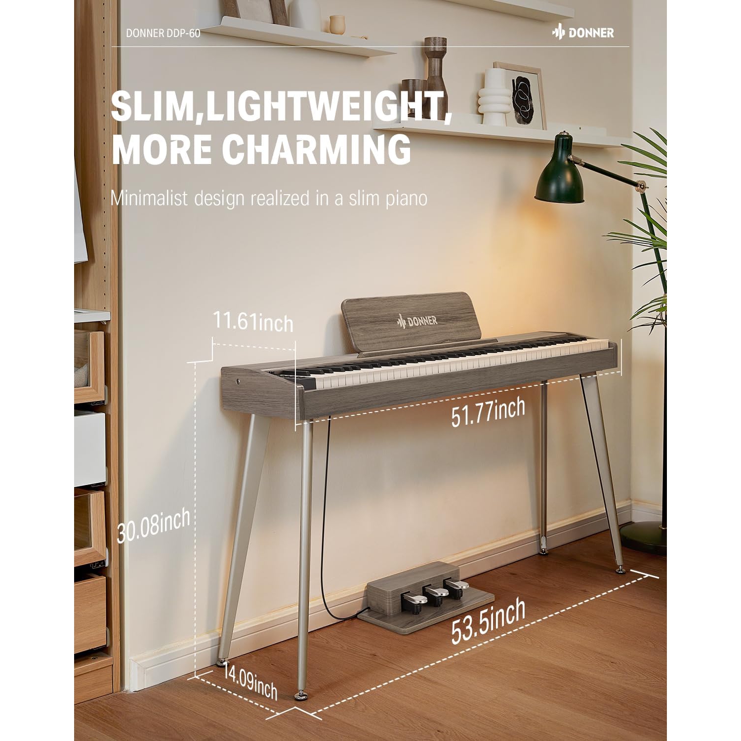 Donner DDP-60  Dijital Piyano (Gray Wood Grain) 4