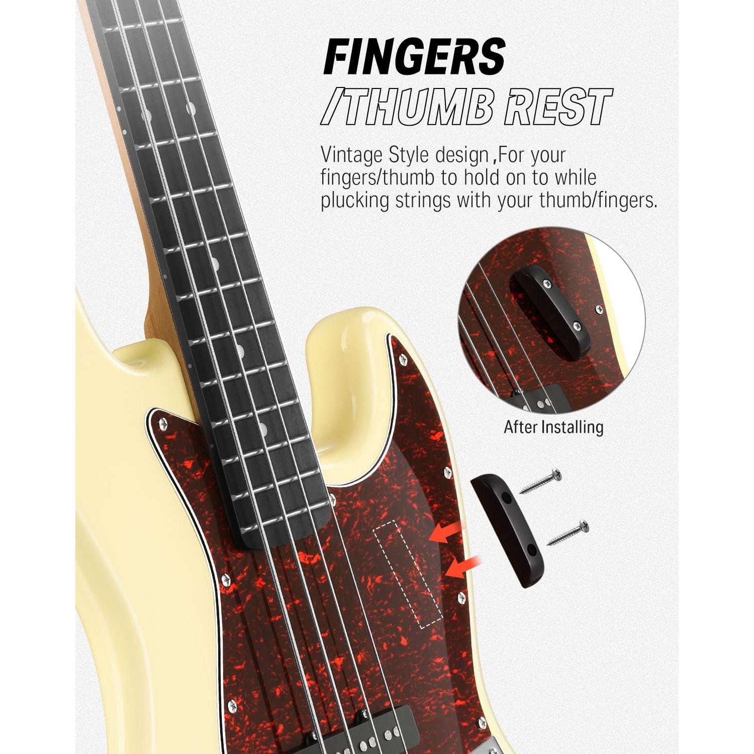 Donner DPB-510R JB-Style Bas Gitar (Vintage White) 3