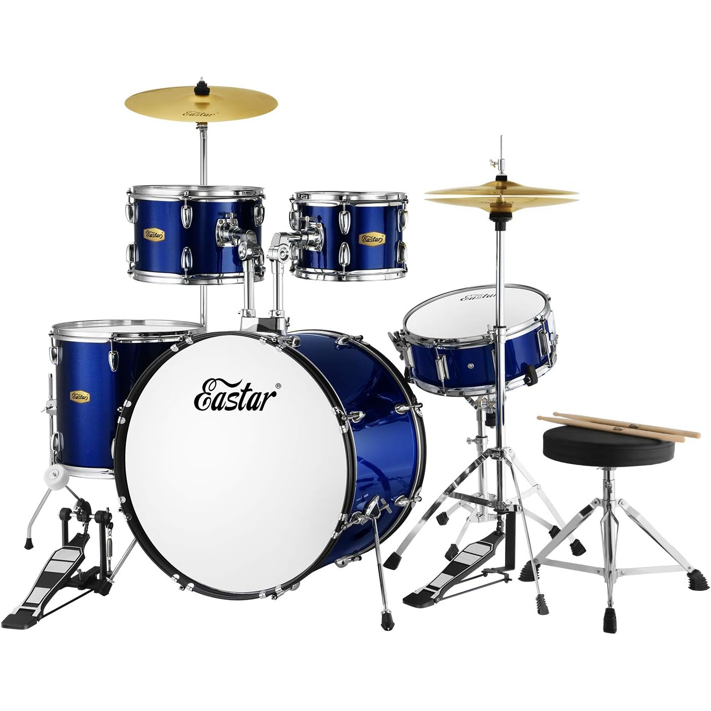 Eastar EDS-480MBE 22" 5-Parça Akustik Davul (Metallic Blue) 1