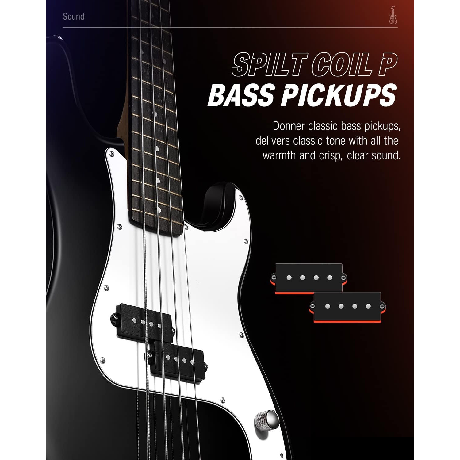 Donner DPB-510 PB-Style Bas Gitar Seti (Siyah) 2