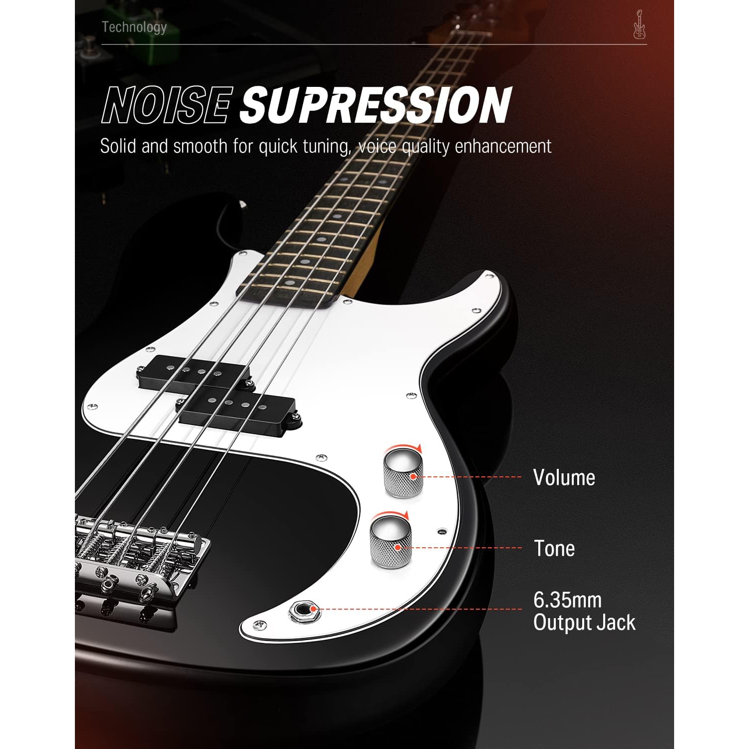 Donner DPB-510 PB-Style Bas Gitar Seti (Siyah) 3