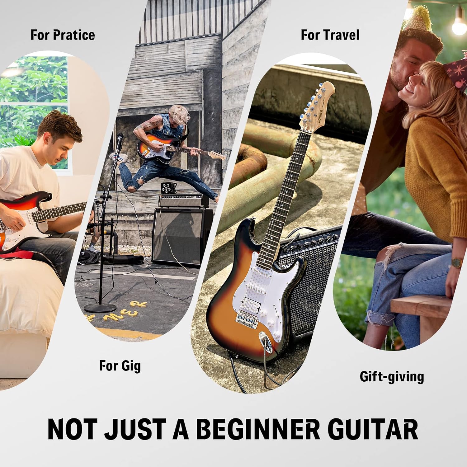 Donner DST-100S ST Elektro Gitar Seti (Sunburst) 7