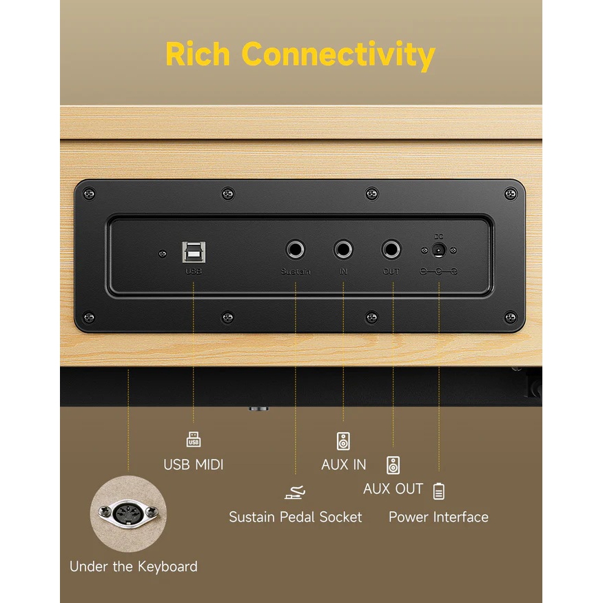 Donner Oura R300 Dijital Piyano (Light Wood) 7