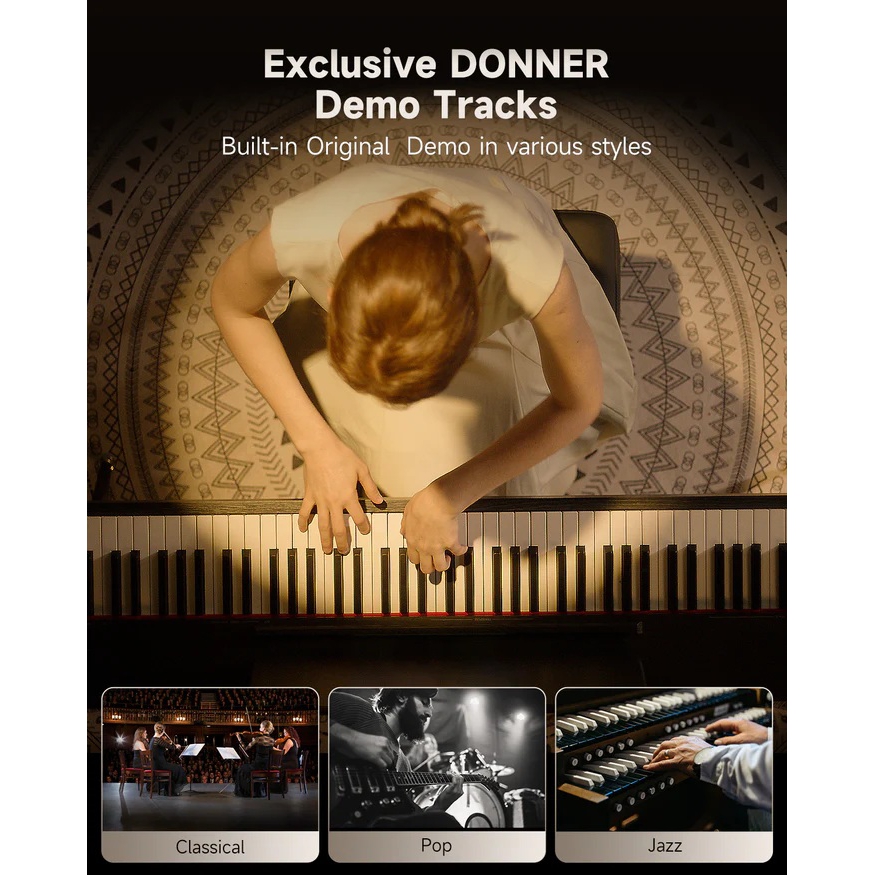 Donner Oura S100 Dijital Piyano (Black Oak Grain) 6