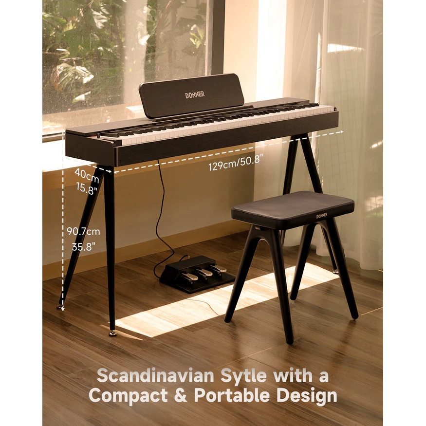 Donner Oura S100 Dijital Piyano (Black Oak Grain) 9