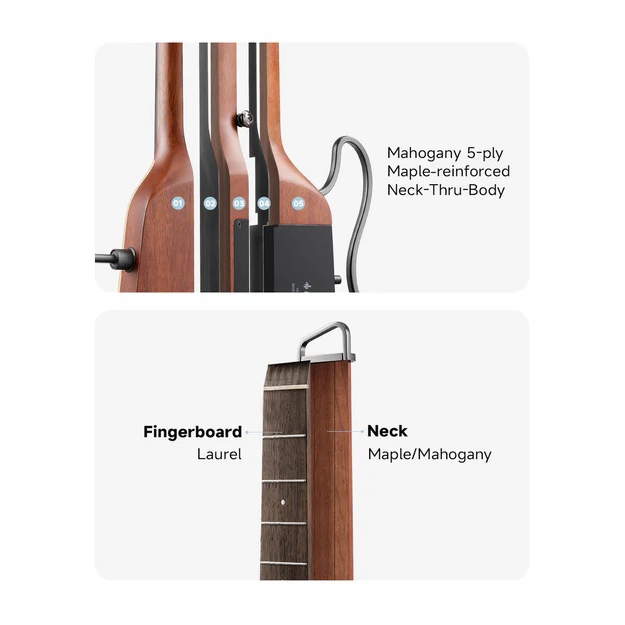Donner Hush-i Pro Elektro Akustik Gitar (Natural Ladin) 7