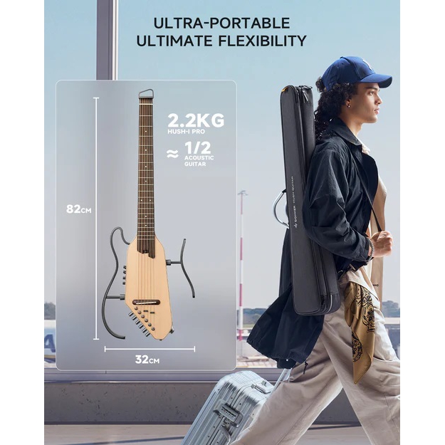 Donner Hush-i Pro Elektro Akustik Gitar (Natural Ladin) 8