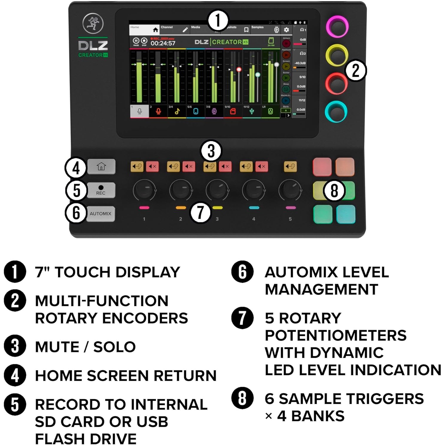 Mackie DLZ Creator XS Compact 6-Kanal Dijital Mikser 7