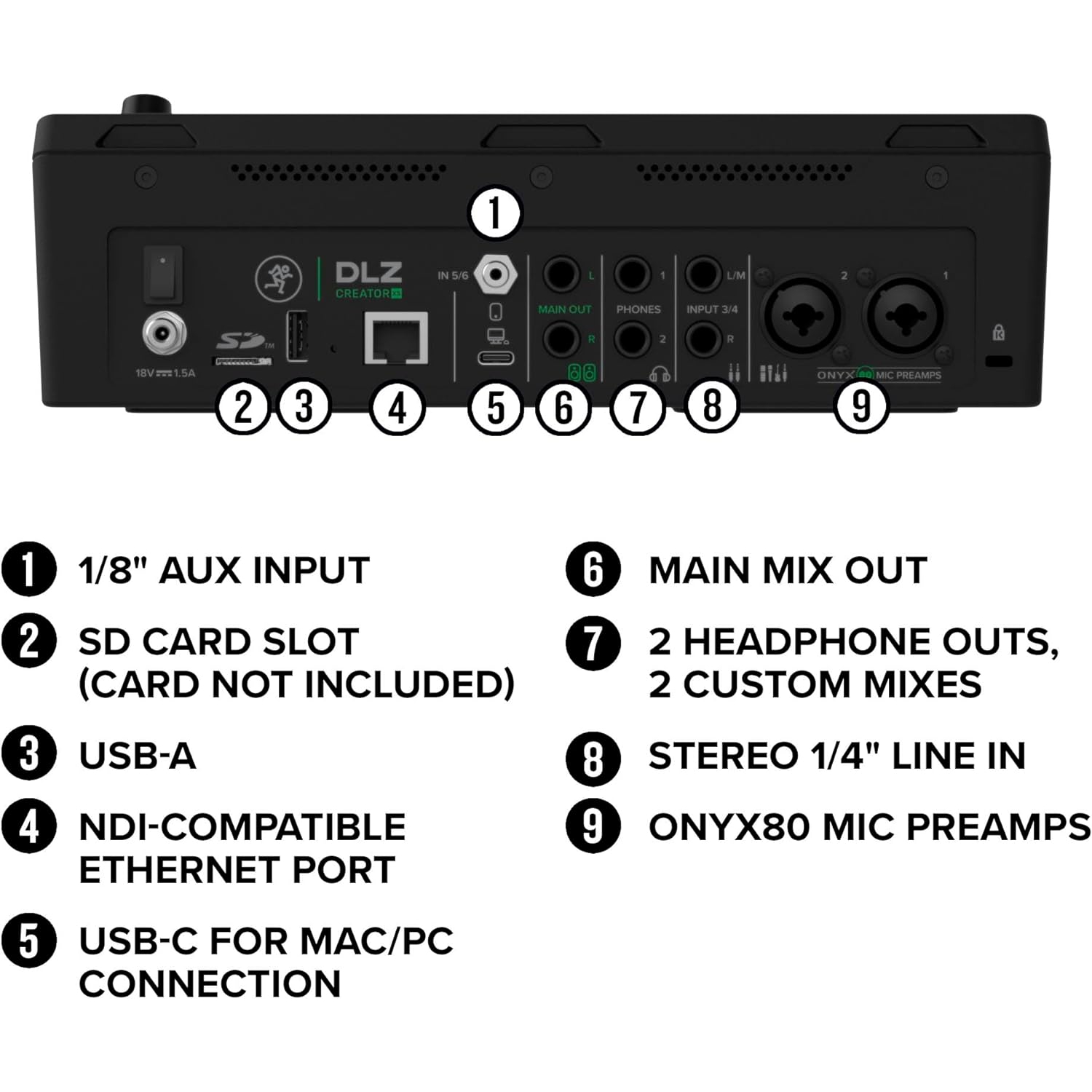 Mackie DLZ Creator XS Compact 6-Kanal Dijital Mikser 8