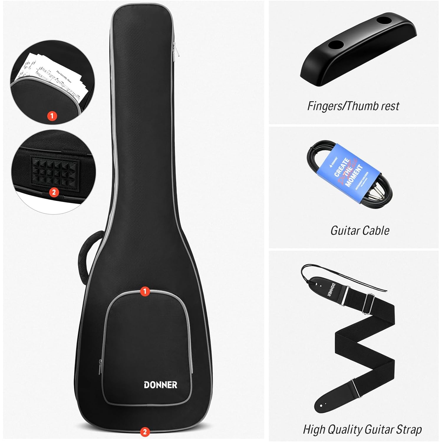 Donner DPB-510R JB-Style Bas Gitar (Vintage White) 8