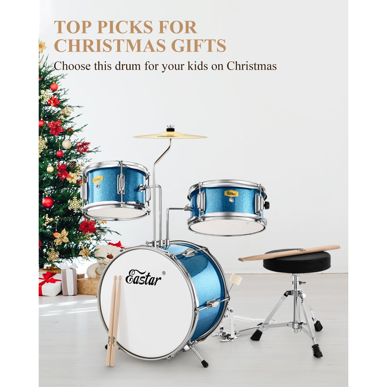 Eastar EDS-180MSB 14" 3-Parça Çocuk Davulu (Metallic Sky Blue) 7