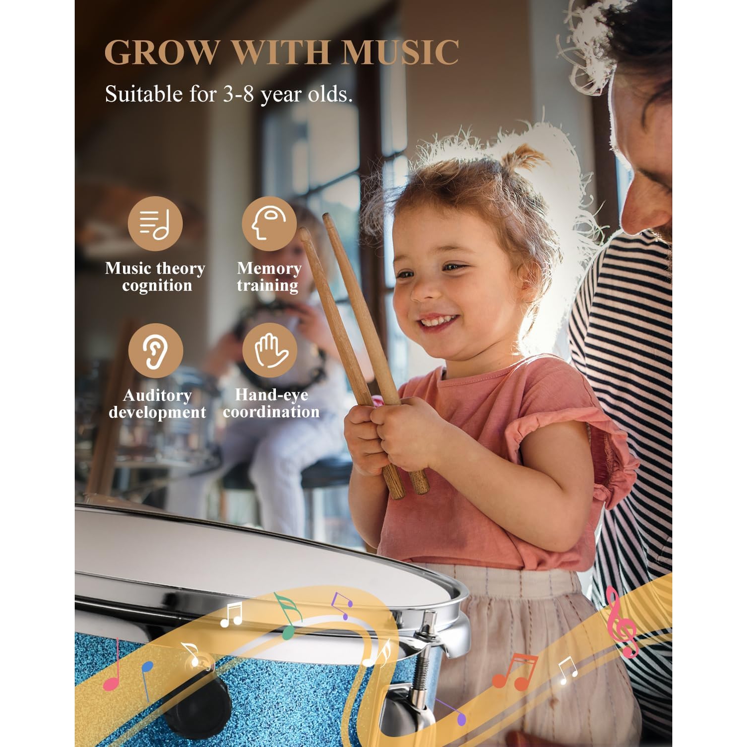 Eastar EDS-180MSB 14" 3-Parça Çocuk Davulu (Metallic Sky Blue) 8