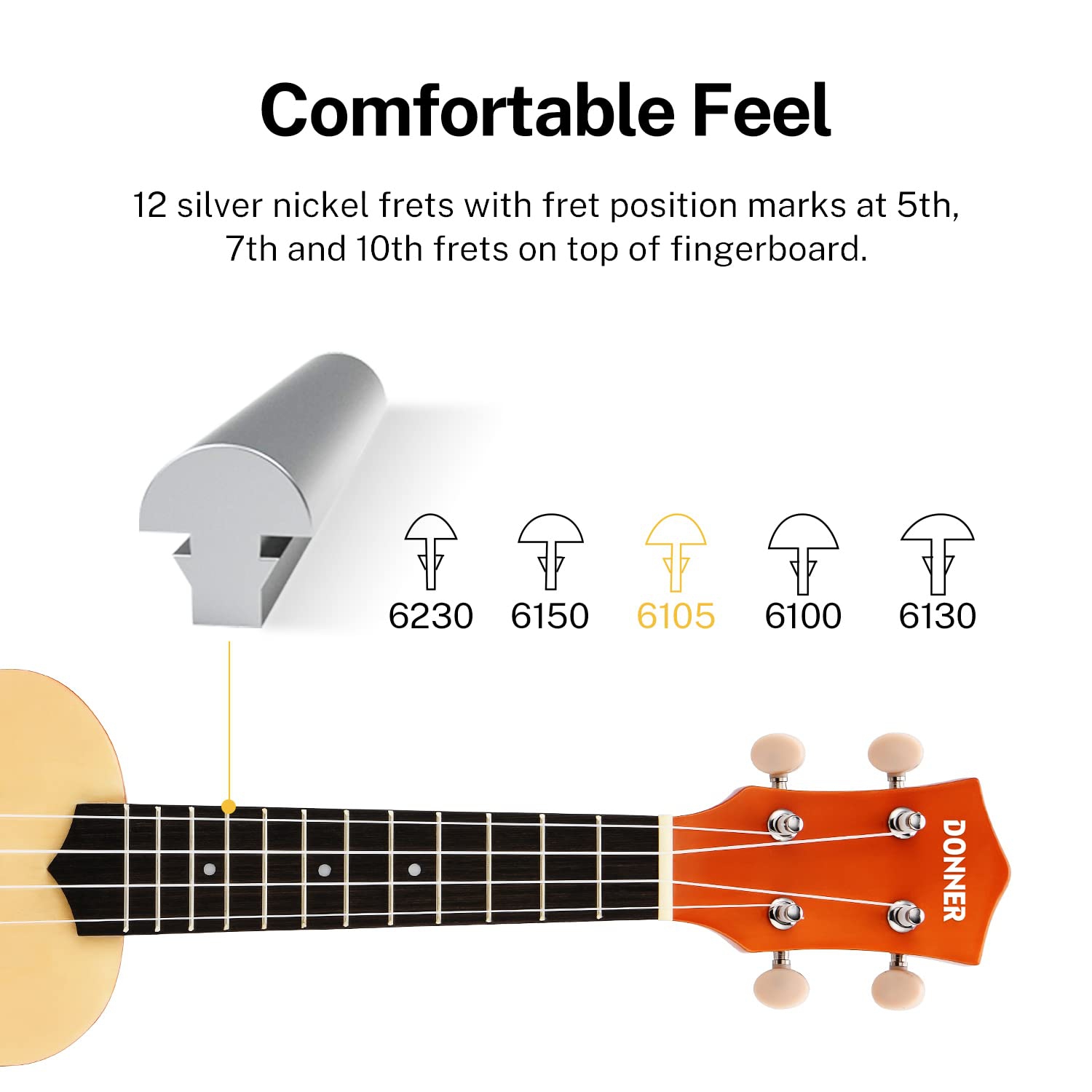 Donner DUS-10N Soprano Ukulele Seti (Natural) 4
