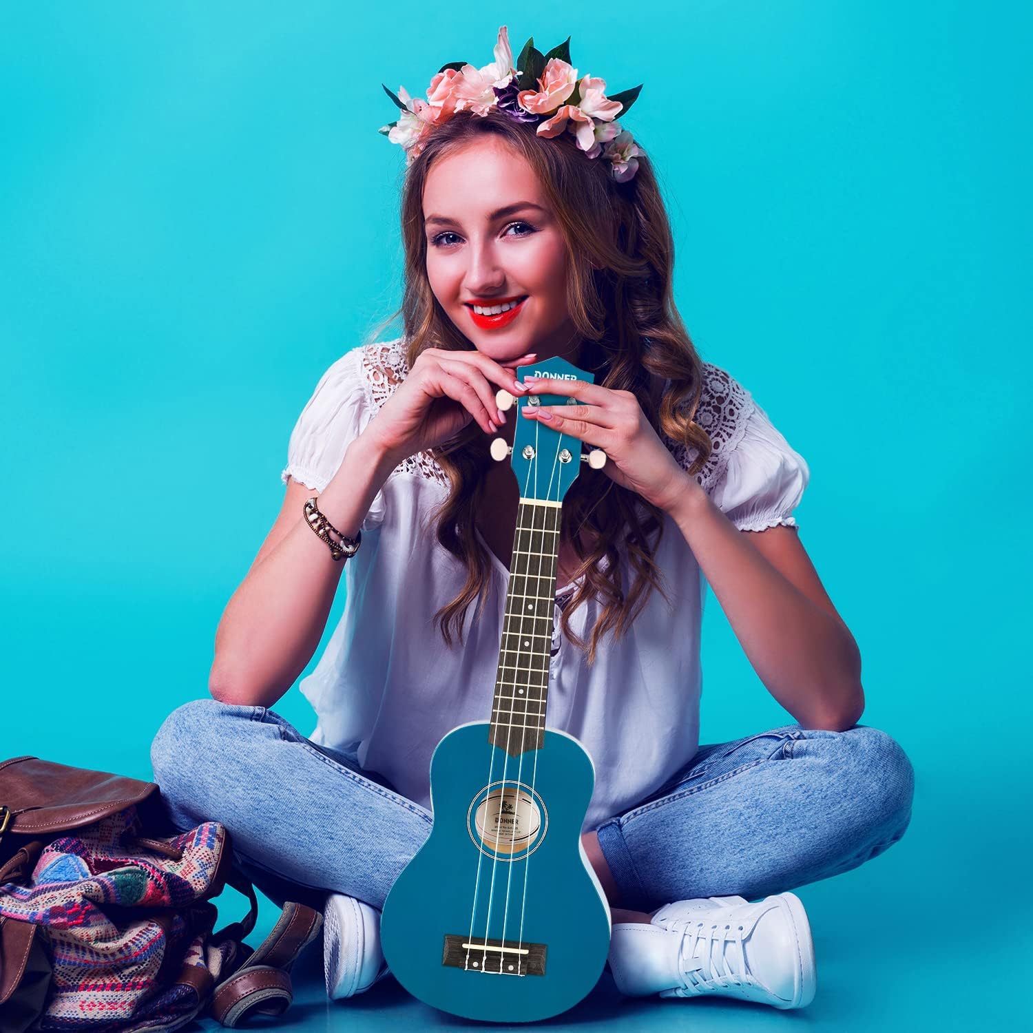 Donner DUS-10B Soprano Ukulele Seti (Mavi) 6