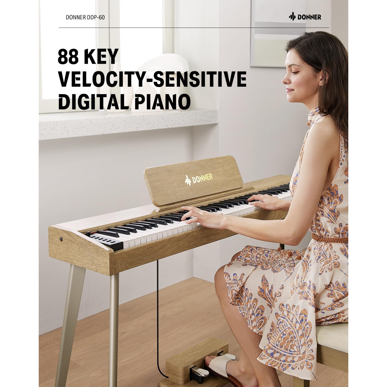 Donner DDP-60  Dijital Piyano (Light Oak) 2