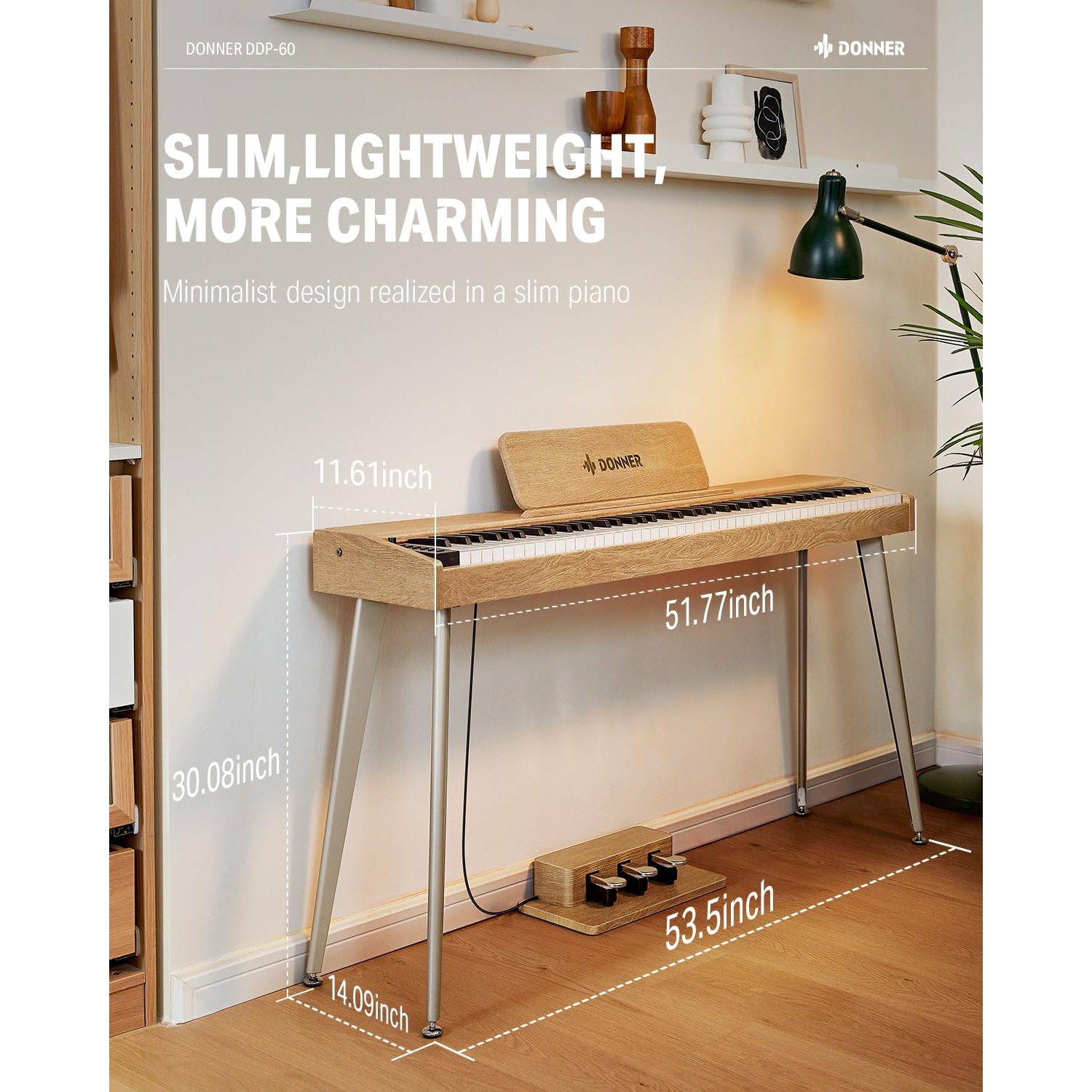 Donner DDP-60  Dijital Piyano (Light Oak) 4