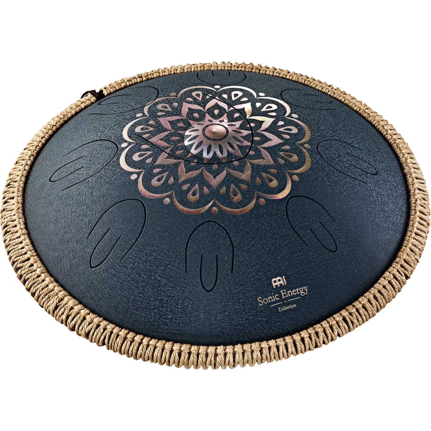 Meinl Sonic Energy OSTD2NBE Octave Steel Floral Design D Amara 16" Tongue Drum (Navy Blue) 1
