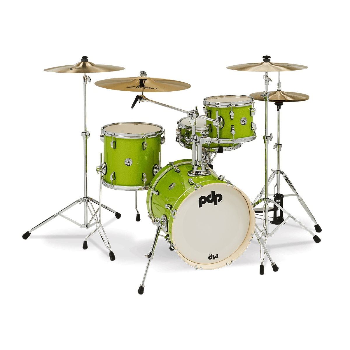 PDP Drums New Yorker 4-Parça Akustik Davul (Electric Green Sparkle) 1