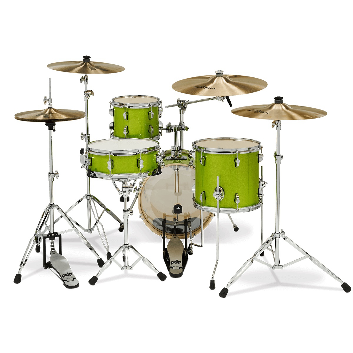 PDP Drums New Yorker 4-Parça Akustik Davul (Electric Green Sparkle) 2