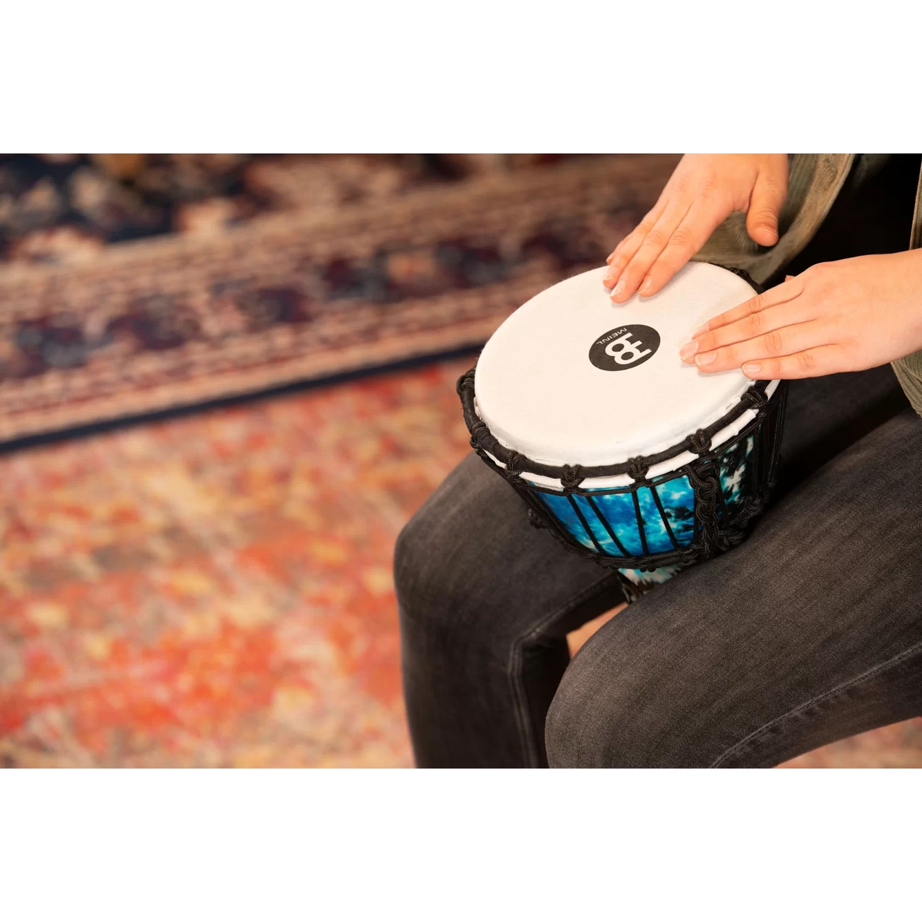 Meinl Junior 7" Djembe (Galactic Blue Tie Dye) 6