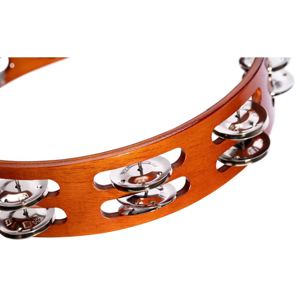 Meinl TA2AB Wood Nickelsilver Jingle 2-Rows Hand Tamburin (Antique Brown) 5