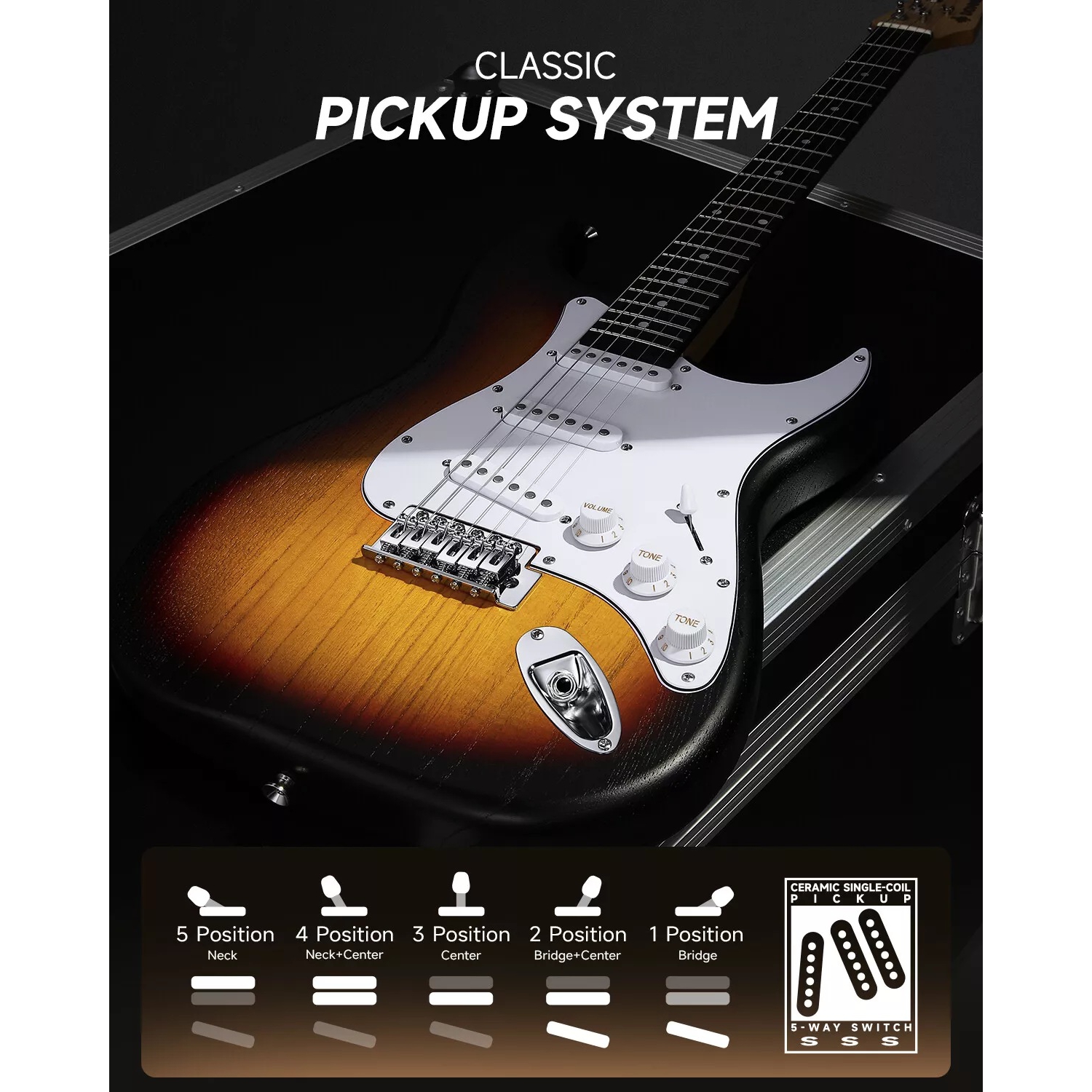 Donner DST-80 ST Elektro Gitar Seti (Sunburst) 2