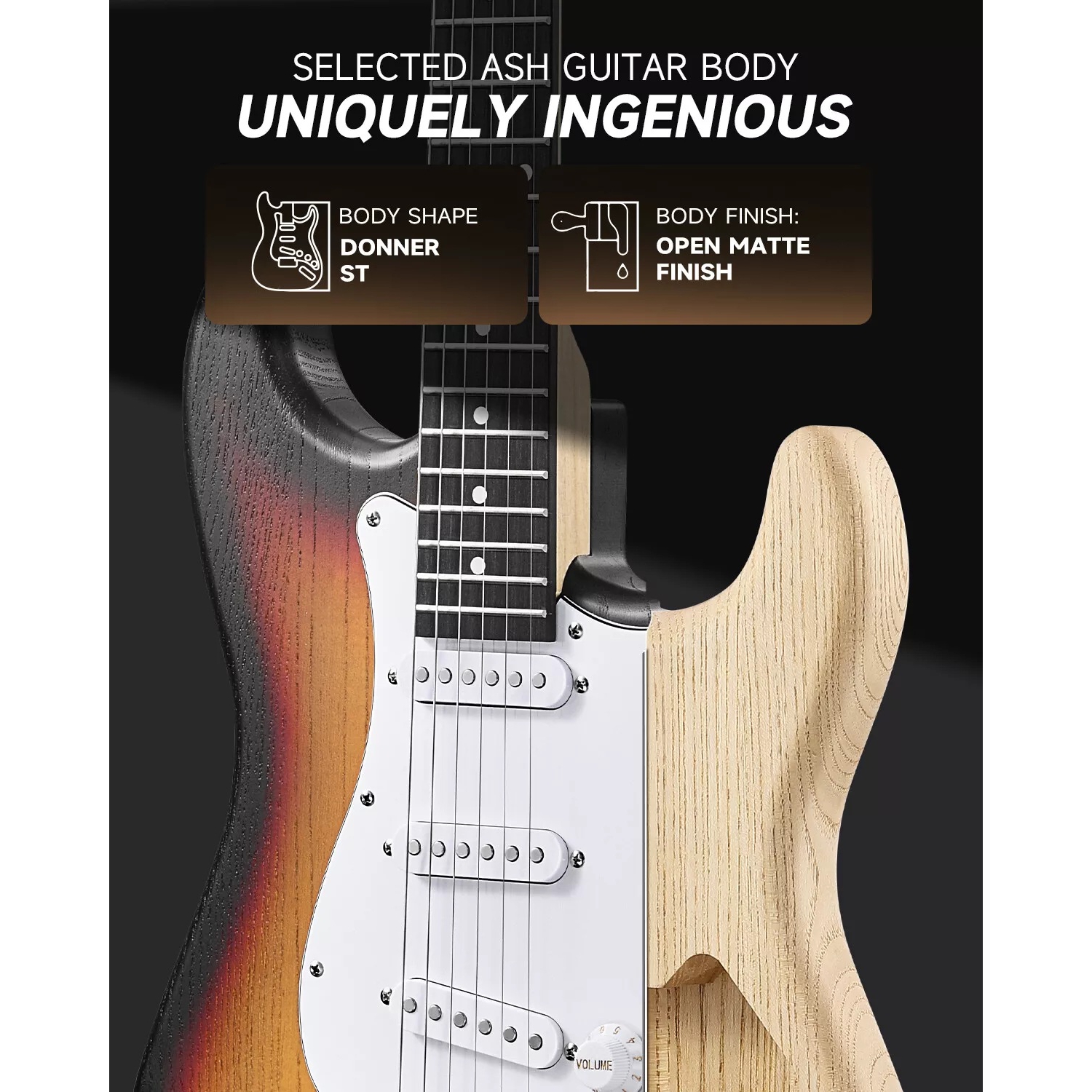 Donner DST-80 ST Elektro Gitar Seti (Sunburst) 4