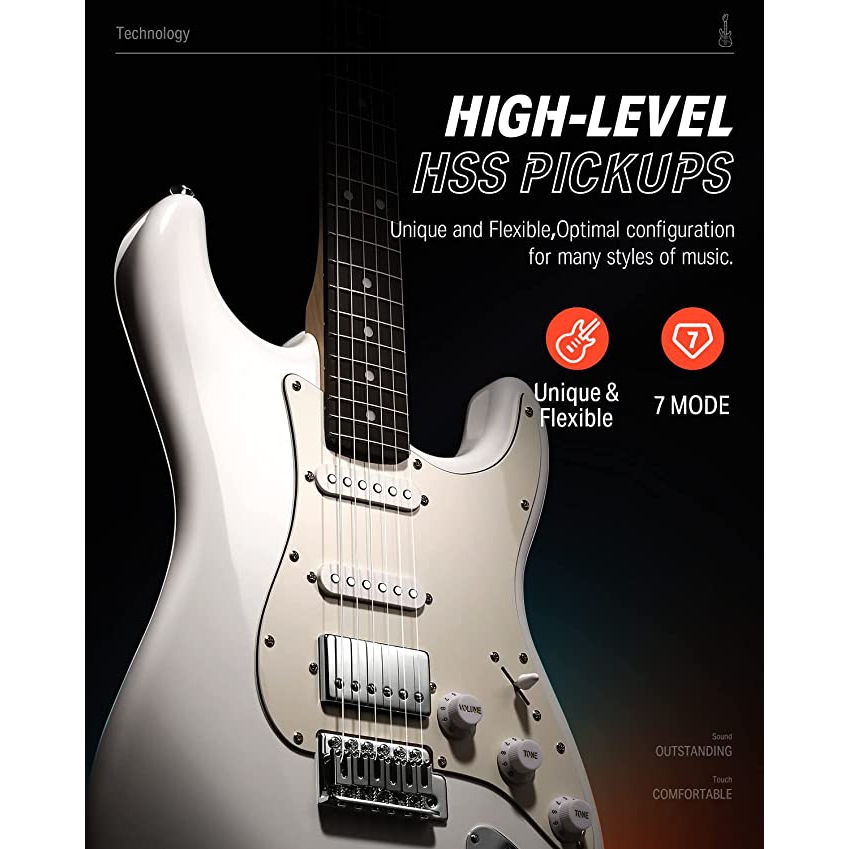 Donner DST-152 Full-Size ST Elektro Gitar Seti (Beyaz) 4