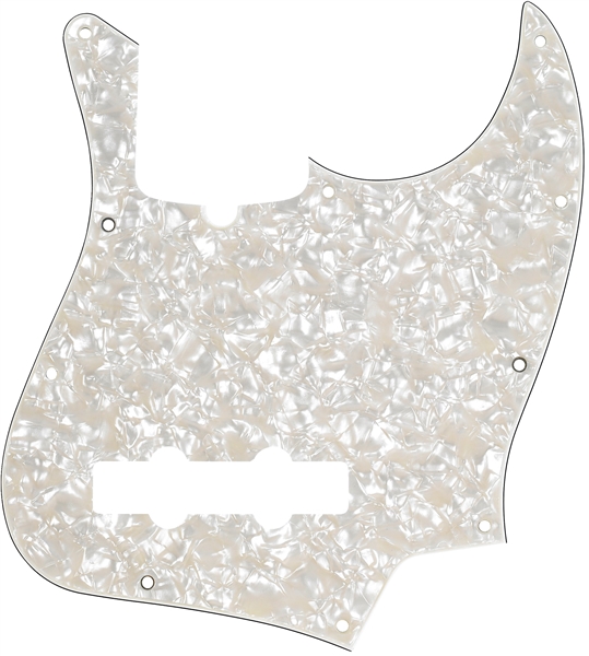 Fender Pickguard Jazz Bass 10-Hole Mount Aged White Pearl 4-Ply Pickguard 2