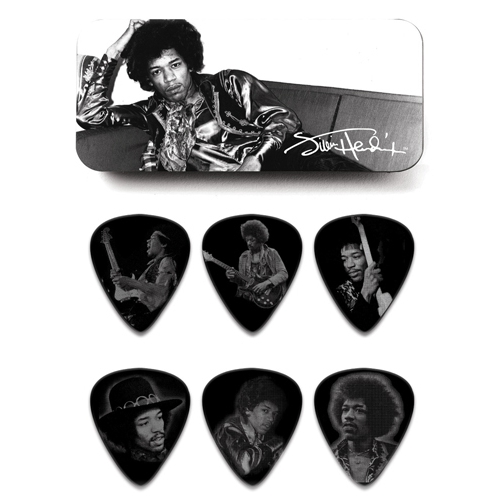 Jim Dunlop Jimi Hendrix Silver Portrait 6lı Pena Seti (Heavy) 1