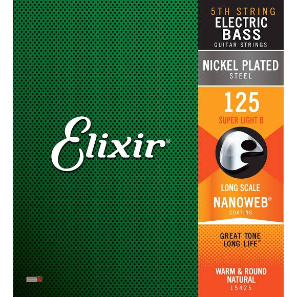 Elixir 15425 Nanoweb Super Light Tek Bas Gitar Teli (125) 1