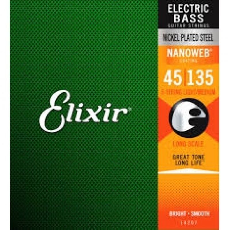 Elixir 14207 Nanoweb Light Medium 5 Telli Bas Gitar Teli (45-135) 1
